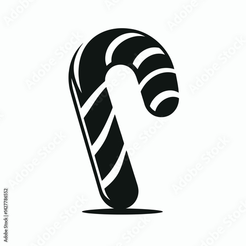 very simple flat and single minimalist Candy Cane Silhouettes in black on a white background