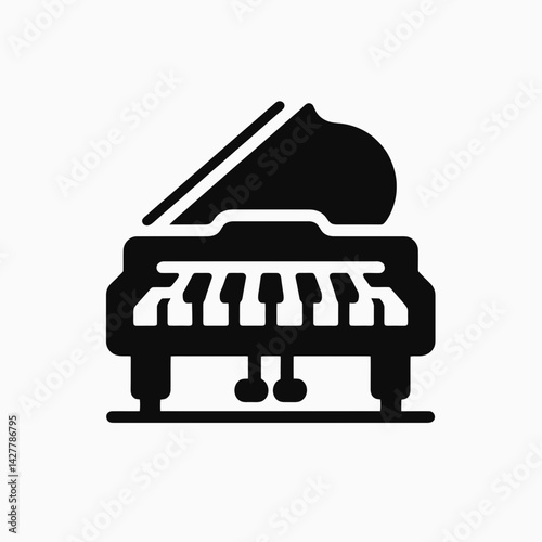 very simple flat and single minimalist Toy Piano Silhouettes in black on a white background