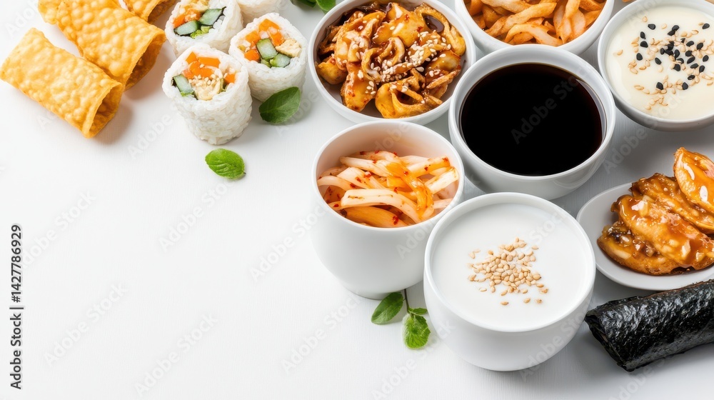Delightful Array of Colorful Bowls Filled with Various Tasty Foods Delightful Array of Colorful Bowls Filled with Various Tasty Foods