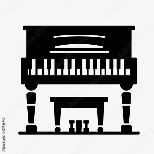 very simple flat and single minimalist Toy Piano Silhouettes in black on a white background