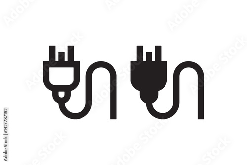 Three prong power plug icon set Vector