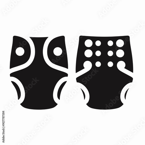 very simple flat and single minimalist Diaper Silhouettes in black on a white background