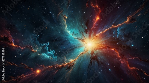 The colorful illustration of space with multiple colors lights