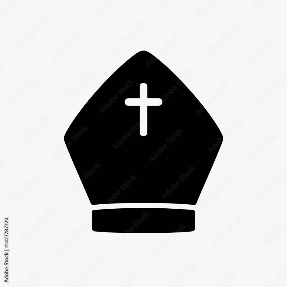 Obraz premium very simple flat and single minimalist Bishop Hat Silhouettes in black on a white background