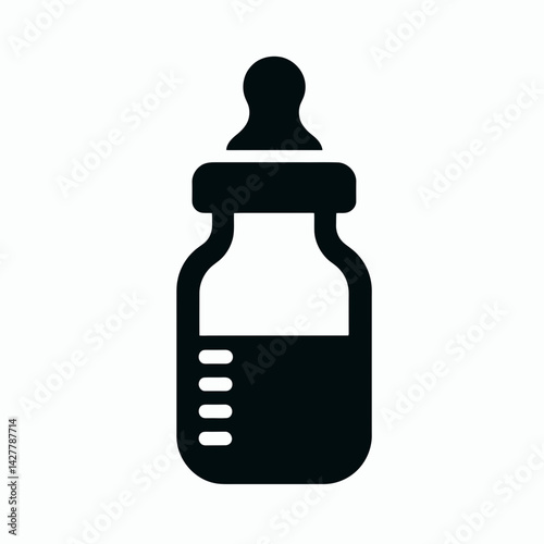 very simple flat and single minimalist Baby Bottle Silhouettes in black on a white background