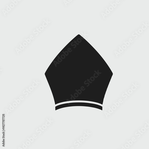 very simple flat and single minimalist Bishop Hat Silhouettes in black on a white background