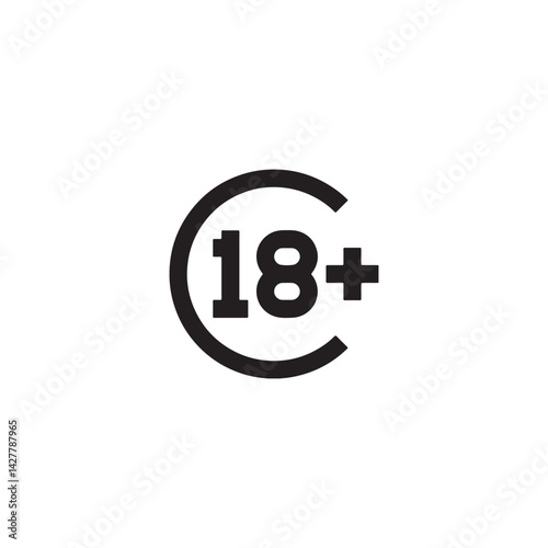 Eighteen plus age restriction symbol icon Vector