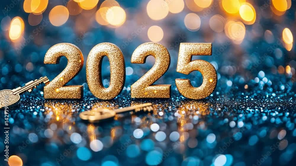 Sparkling Celebration of 2025 Glittering Numbers and Keys Symbolizing New Opportunities Sparkling Celebration of 2025 Glittering Numbers and Keys Symbolizing New Opportunities
