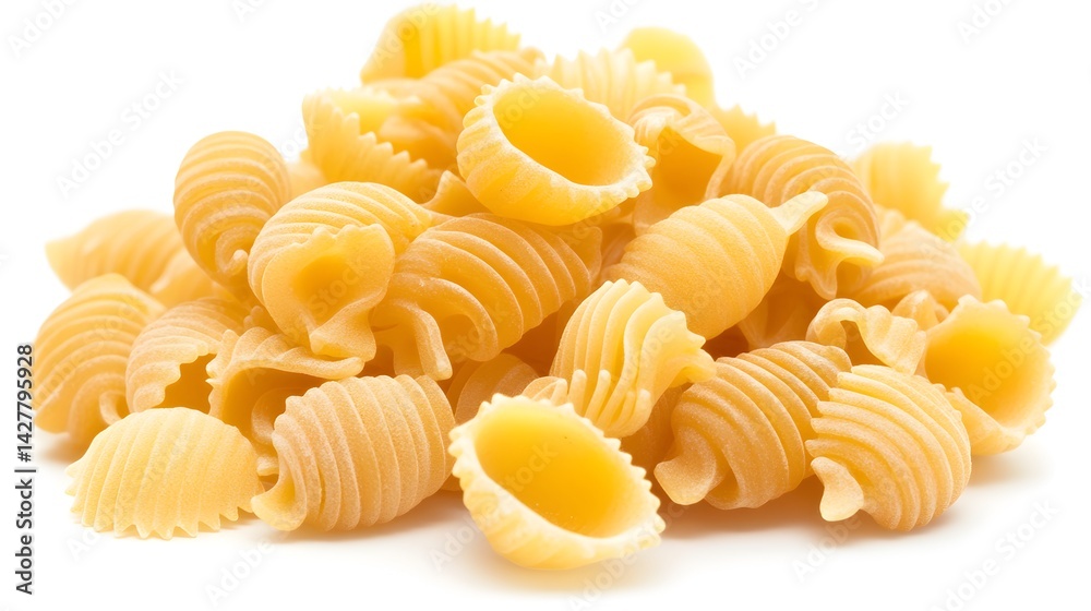 A close-up shot showcases a delightful pile of uncooked pasta s, ready for a delicious culinary creation. A close-up shot showcases a delightful pile of uncooked pasta s, ready for a delicious culinary creation.