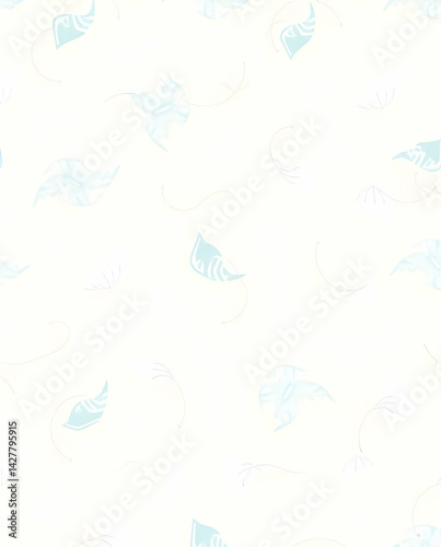 Ivory Mudmee with misty blue accents, seamless pattern.