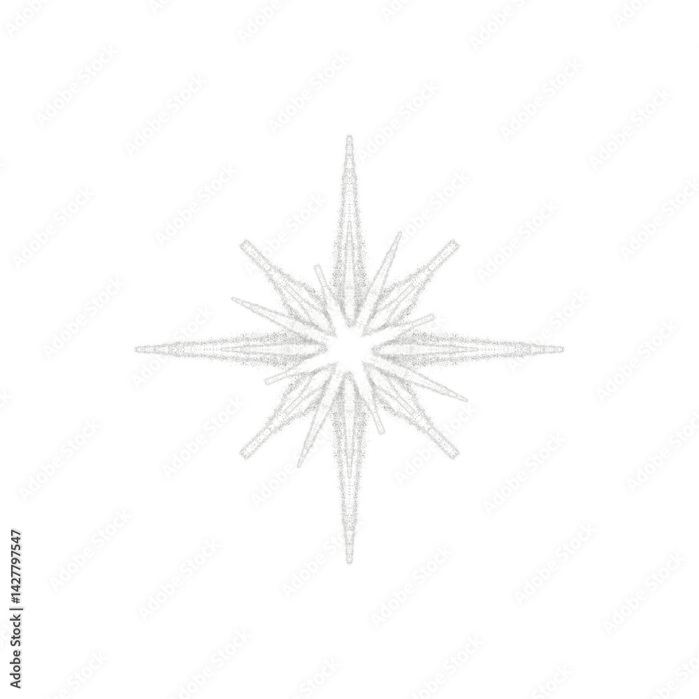 Obraz premium 銀色の鋭い光が放射するシンプルなスターエフェクト | Sharp Radiating White Star Light Effect
