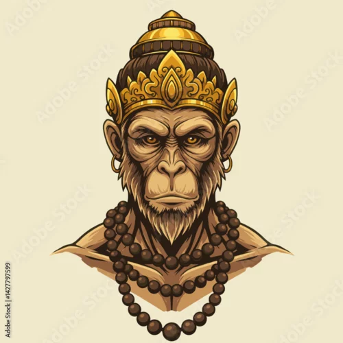 Obraz The Powerful and Mystical Monkey King in Royal Attire