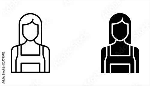 Apron editable stroke outline icon set isolated on white background