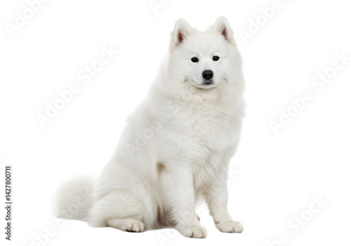 Photos Majestic Samoyed Dog: Pure White Fluffy Beauty transparent background