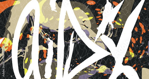 Abstract Grunge Graffiti Comic Style Background Vibrant Fluid Forms and Multi-Color Geometric Graffiti Shapes for Trendy Modern Design