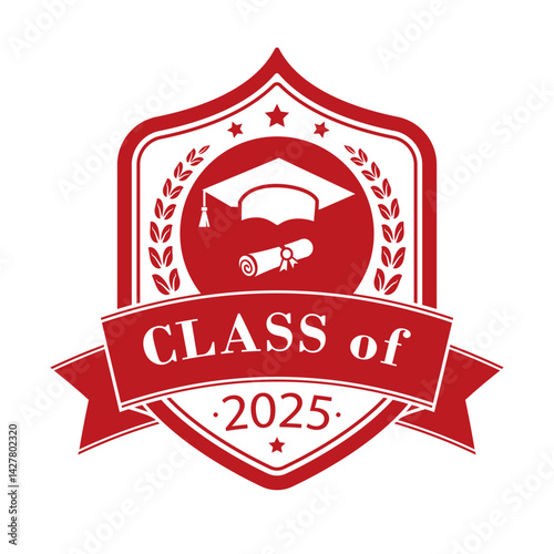 Class of 2025. A medallion template for diplomas, certificates, identity cards, websites and applications. The idea of creative design