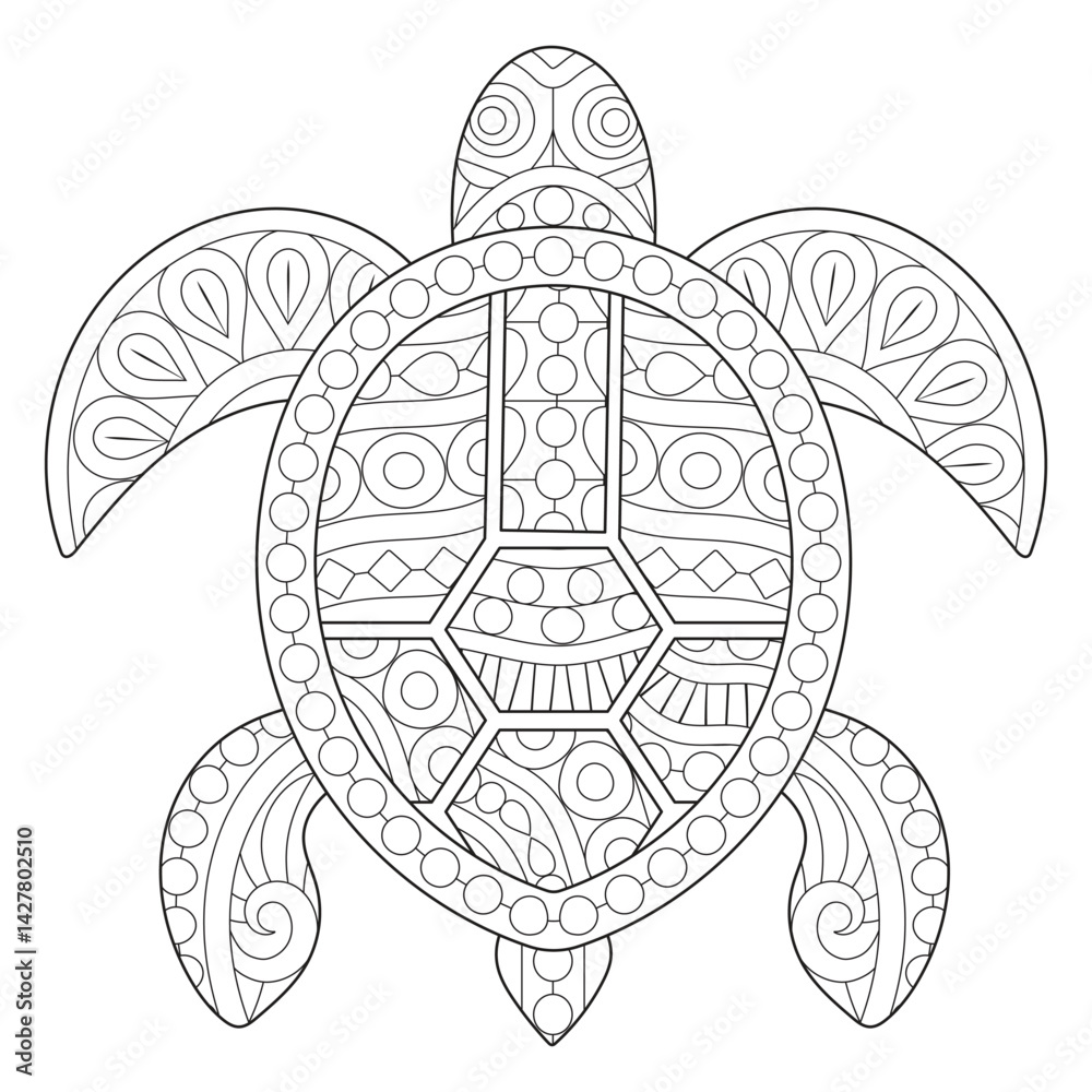 Naklejka premium Intricate Turtle Line Art for Coloring