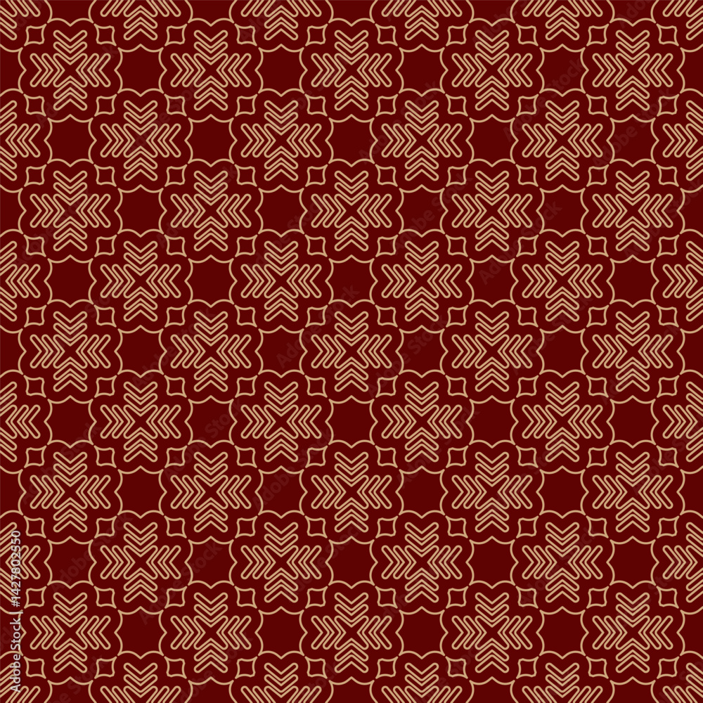 Seamless gold ornament on a red background. The composition of colorful elements creates a seamless pattern. National ornament. Idea for textiles, textures, prints, wallpapers Seamless gold ornament on a red background. The composition of colorful elements creates a seamless pattern. National ornament. Idea for textiles, textures, prints, wallpapers