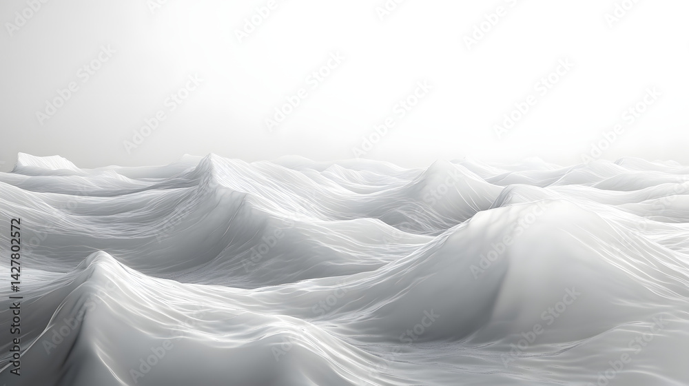 Obraz premium Dynamic waves formation over pure white background oceanic landscape 3d render serene viewpoint