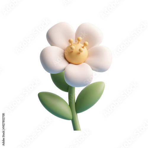 Yellow orchid and spring animals with Easter decorations on a white background