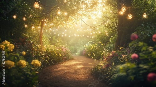 there is a pathway with stairs and flowers in the middle, beautiful render of a fairytale, enchanted magical fantasy
