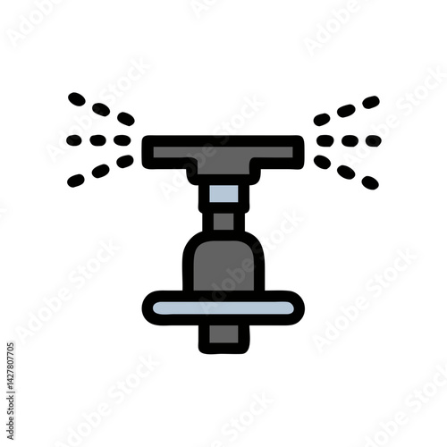 Garden sprinkler spraying water in black and white style