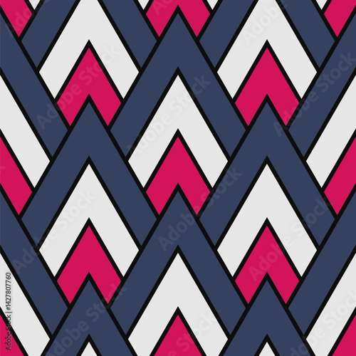 Seamless triangle pattern. Geometric pattern. Colorful abstract background. Vector illustration. Repeating texture. Elegant ornament. Design for textiles, wallpapers, packaging, and digital background
