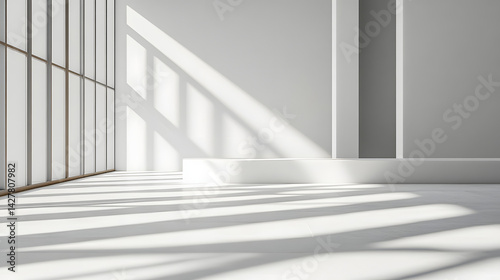 Modern minimalist interior design open space architecture bright environment artistic perspective