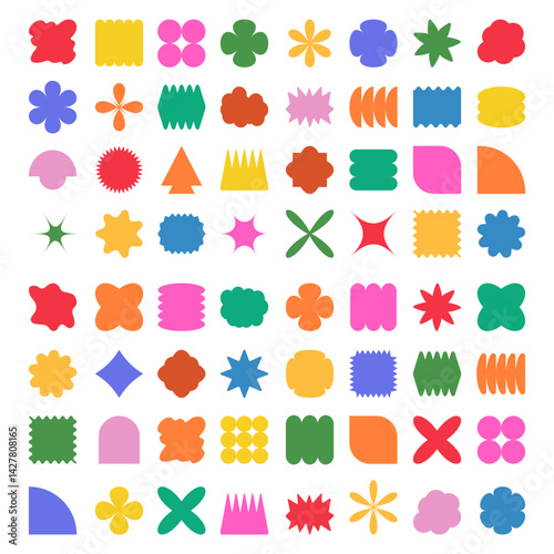 Set color figure pencil. Hand-drawn crayon design elements: round, square, and triangular shapes in a fun, kid-friendly style with ample copy space. 