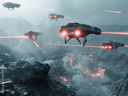 Sci fi aerial combat vehicles