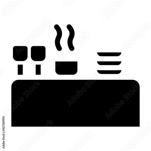Dinner Table Vector Glyph Icon Design