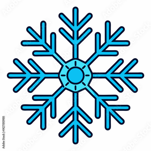 A visually appealing stylized snowflake with a striking blue color palette
