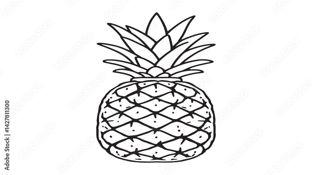 Pineapple line art detailed vector sketch monochrome exotic fruit piece Pineapple line art detailed vector sketch monochrome exotic fruit piece