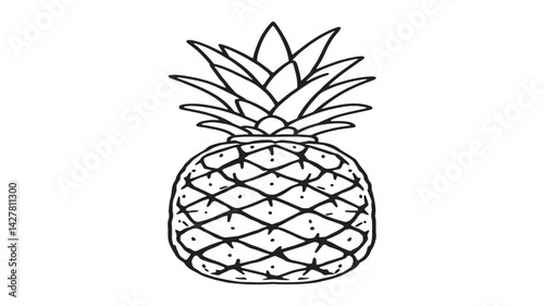 Pineapple line art detailed vector sketch monochrome exotic fruit piece