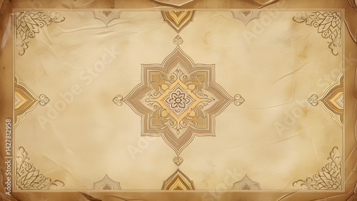Vintage background with gold and middle eastern ornaments, has an Egyptian sand theme