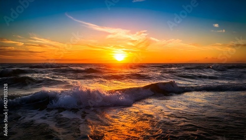 Waves Dancing in the Sunset