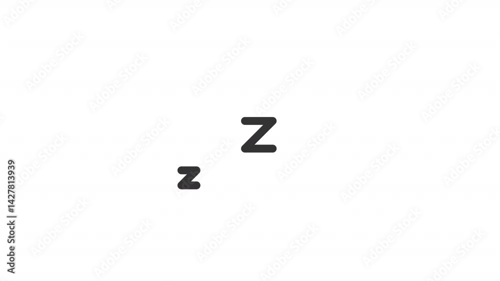 Sleep ui icon line animation. Dream, comfort. Relaxation, relax. Sleeping schedule, healthcare. Moving z letters animated user interface element isolated on white. HD video with alpha channel