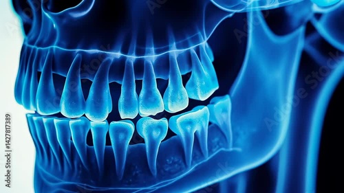 X-ray dental, tooth imaging, dental radiography. Oral health. Teeth visualize through radiology. X-rays detect dental diseases. Preventive care utilizes imaging. photo