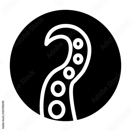 Octopus Tentacle Vector Glyph Icon Design