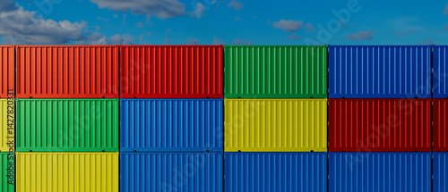 Obraz na płótnie A row of colorful shipping containers w salonie