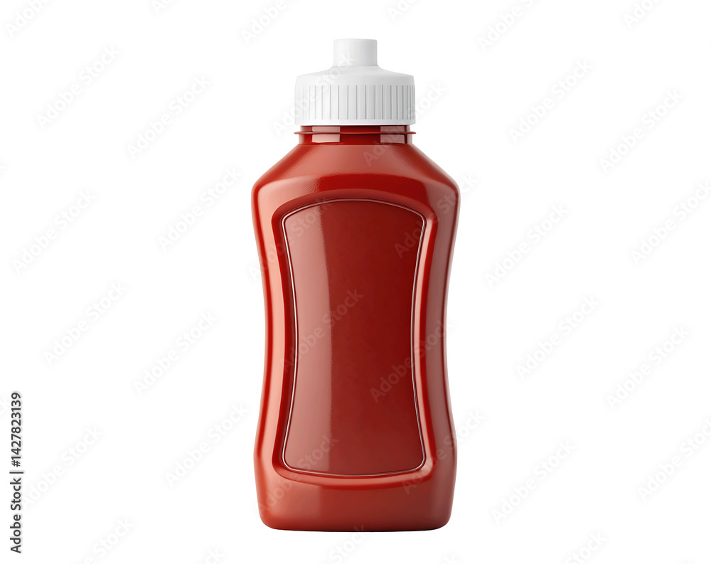 Clean ketchup bottle mockup isolated in PNG on white, suitable for designers creating food product visuals splash Clean ketchup bottle mockup isolated in PNG on white, suitable for designers creating food product visuals splash