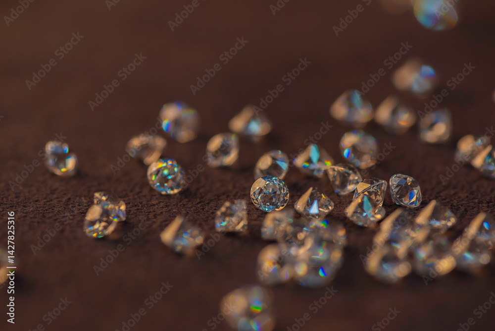 Sparkling Diamonds on Reflective Surface Close-up of sparkling diamonds placed on a reflective surface Sparkling Diamonds on Reflective Surface Close-up of sparkling diamonds placed on a reflective surface