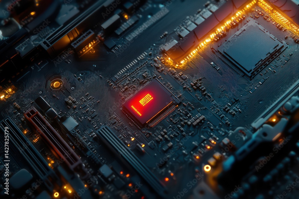 Fototapeta premium Circuit board components high angle