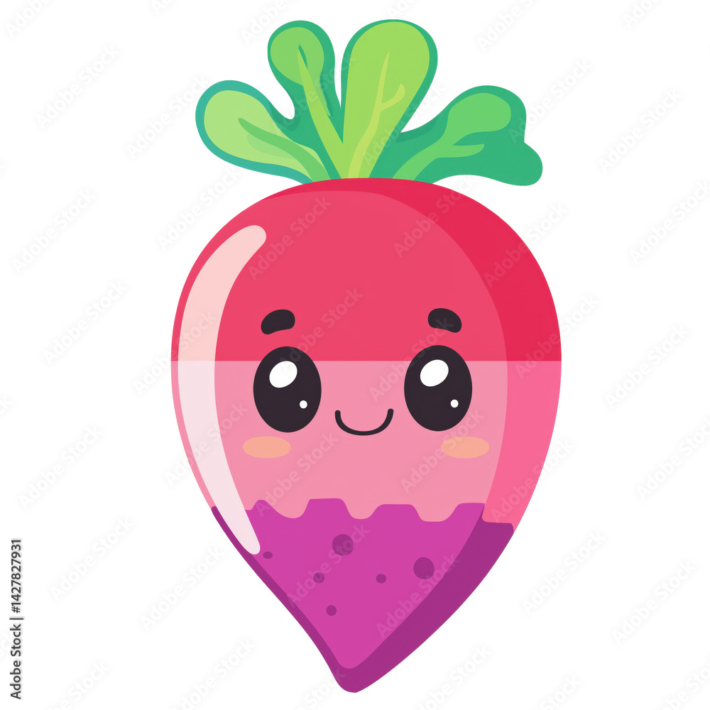 Obraz premium radish with green leaf vector illustration 