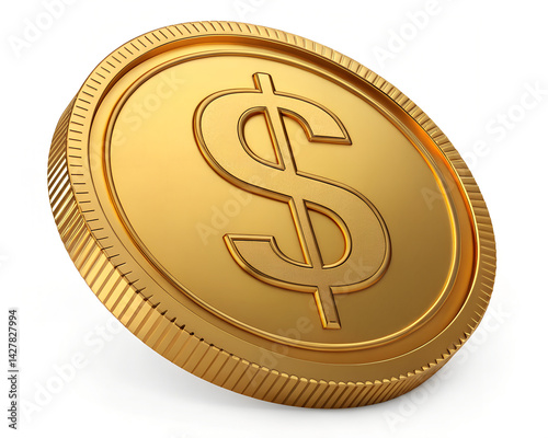 gold dollar coin isolated on white background , png format
