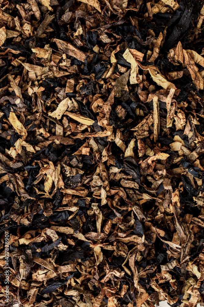 Pile of raw loose tobacco filing frame Pile of raw loose tobacco filing frame