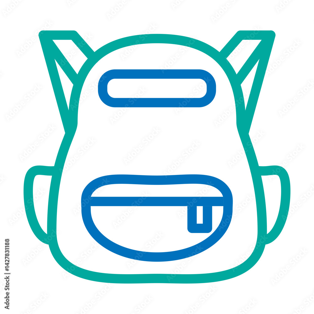 School Bag Vector Line Blue Bluish Green Icon Design School Bag Vector Line Blue Bluish Green Icon Design