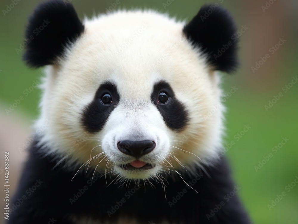 Cute black and white panda, close-up.