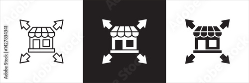 Store network icon. Online shop icon. Marketplace expansion symbol. Icon symbol suitable for retail, retailer, seller, online shop, e-commerce, application, web store. Vector illustration