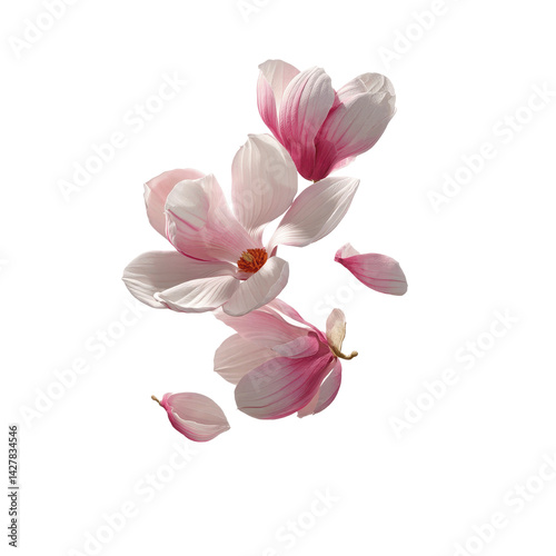 Delicate Pink Magnolia Blossoms Falling Gracefully